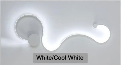 Modern black serpentine led wall lamp for living room