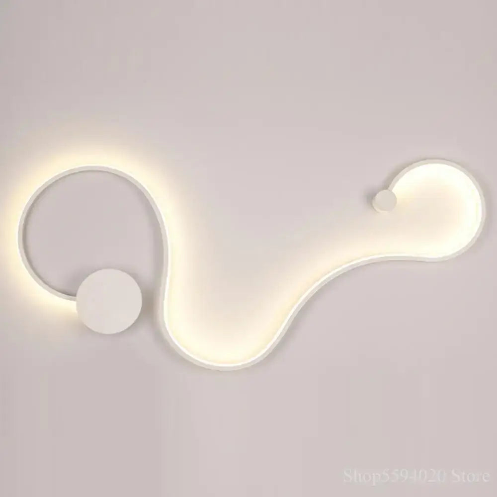 Modern black serpentine led wall lamp for living room