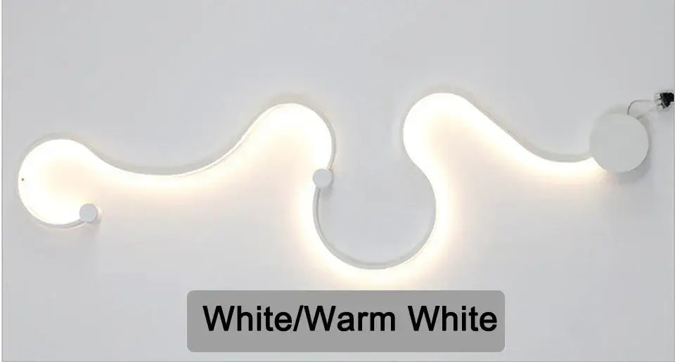 Modern black serpentine led wall lamp for living room