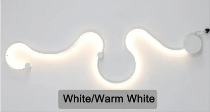 Modern black serpentine led wall lamp for living room