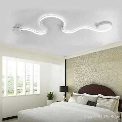 Modern black serpentine led wall sconce for living room decor