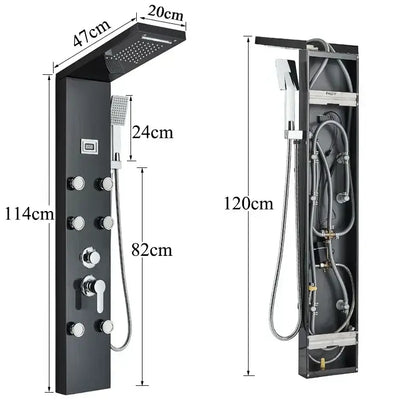 Modern black shower panel rainfall waterfall system – bathroom faucet