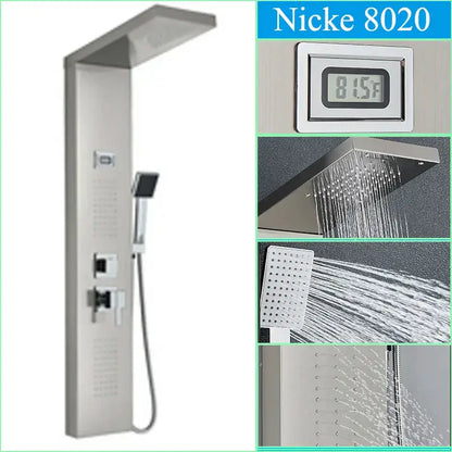 Modern black shower panel rainfall waterfall system – bathroom faucet