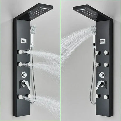 Modern black shower panel rainfall waterfall system – bathroom faucet