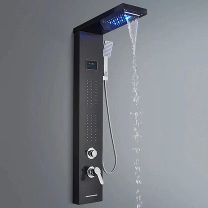 Modern black shower panel rainfall waterfall system – bathroom faucet