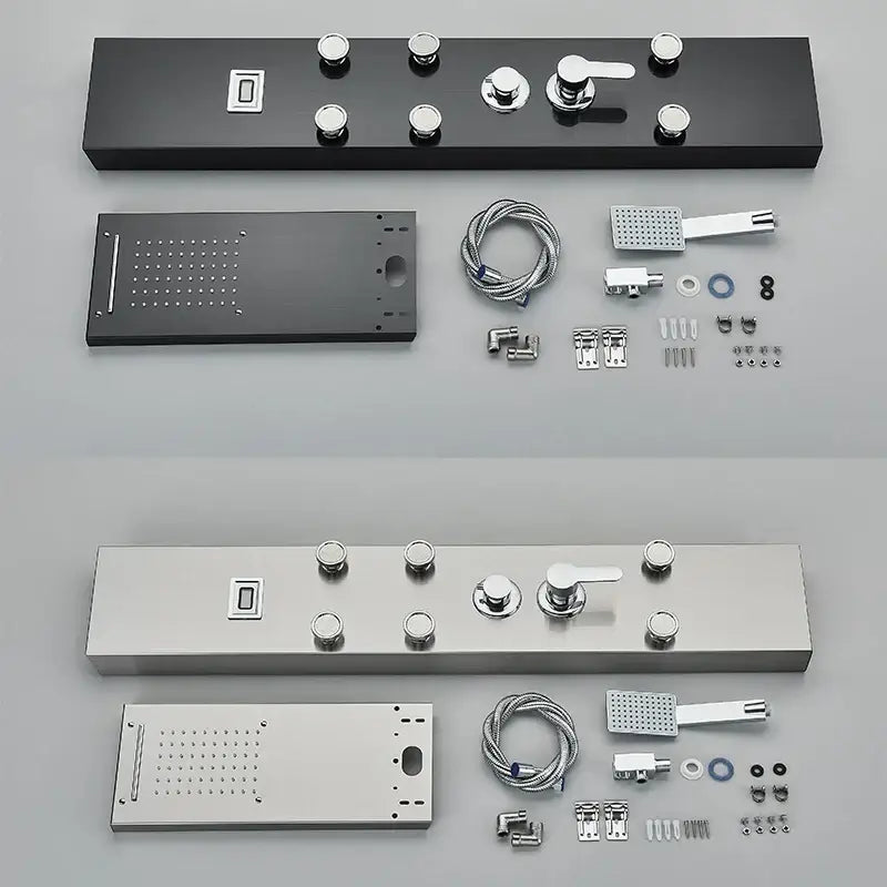 Modern black shower panel rainfall waterfall system – bathroom faucet