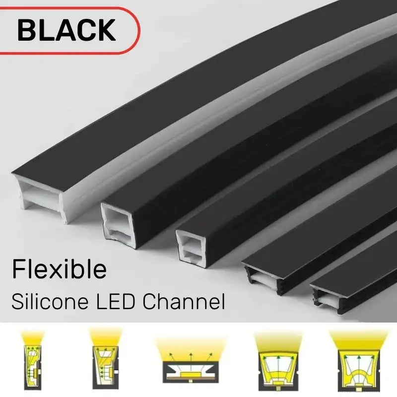 Modern black silicone tube flexible led channel outdoor light
