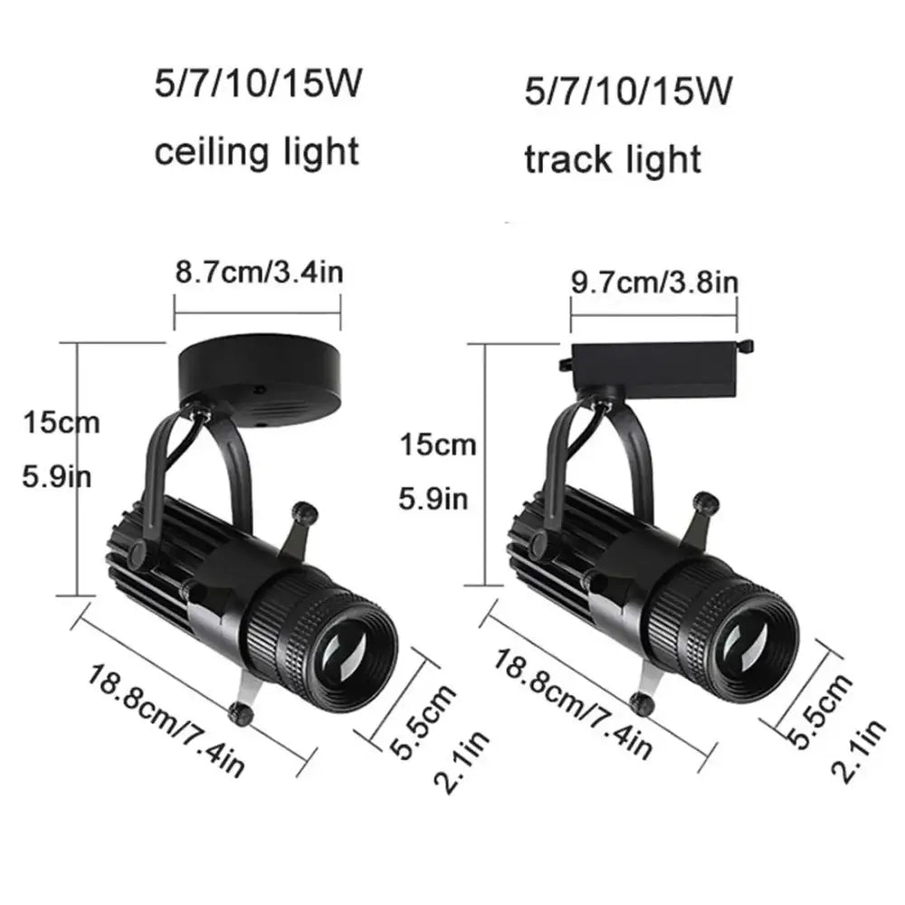 Modern black & silver adjustable led track spotlights gallery light