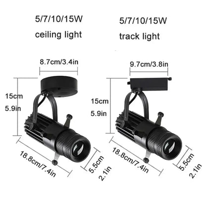 Modern black & silver adjustable led track spotlights gallery light