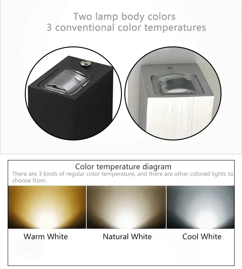 Modern black & silver aluminum wall lamp outdoor led light