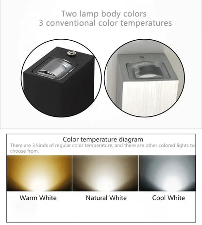 Modern black & silver aluminum wall lamp outdoor led light