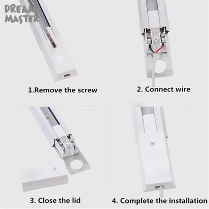 Modern black & silver ceiling track rail connector set kitchen light