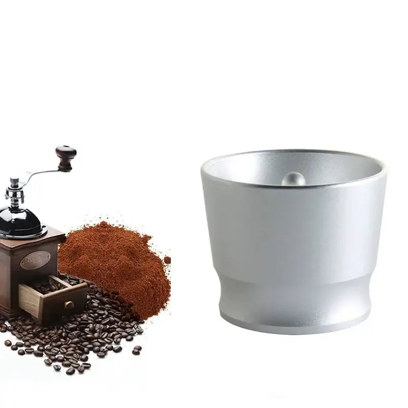 Modern black & silver coffee dosing ring tamper bowl kitchen tool