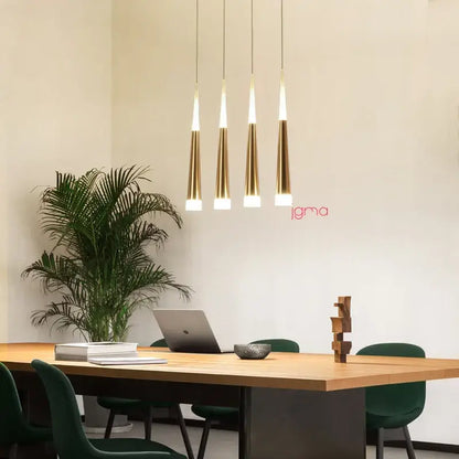 Modern black & silver conical tube led pendant lights kitchen island