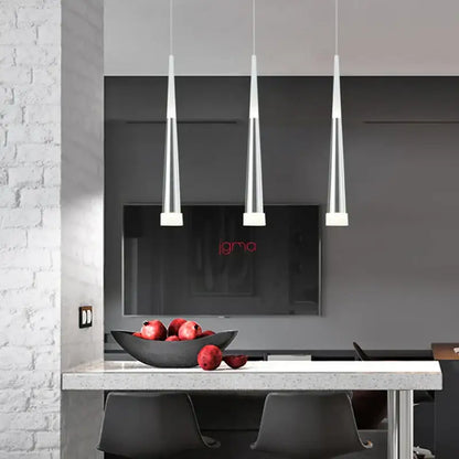 Modern black & silver conical tube led pendant lights kitchen island