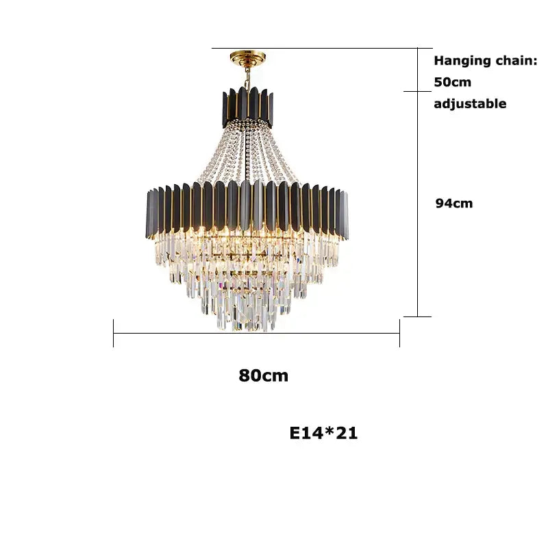 Modern black & silver crystal led chandelier dining room light