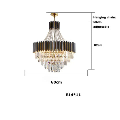 Modern black & silver crystal led chandelier dining room light