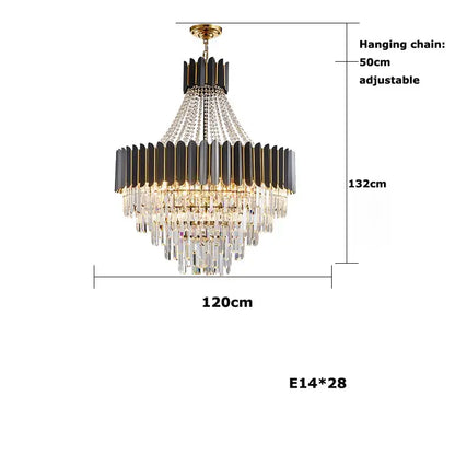 Modern black & silver crystal led chandelier dining room light