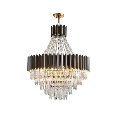 Modern black & silver crystal led chandelier dining room light