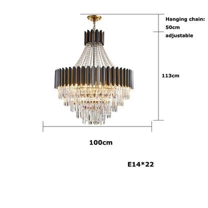 Modern black & silver crystal led chandelier dining room light