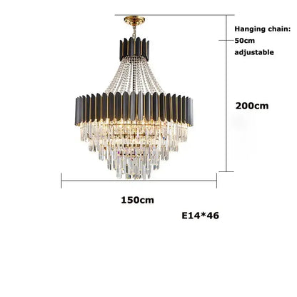 Modern black & silver crystal led chandelier dining room light