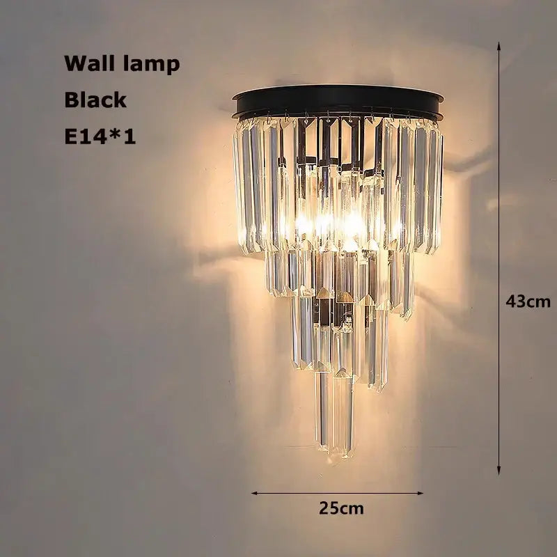Modern black & silver crystal led chandelier dining room light