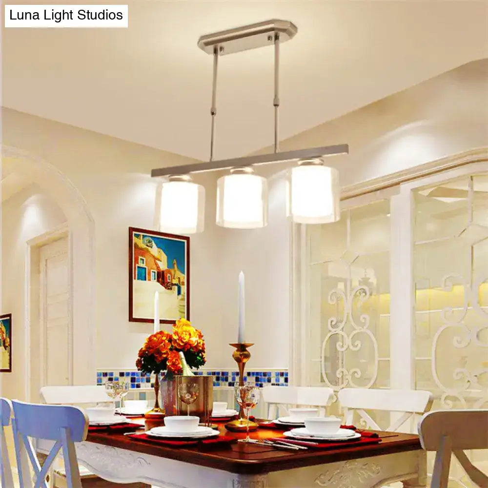 Modern black & silver cylinder island pendant light for kitchen