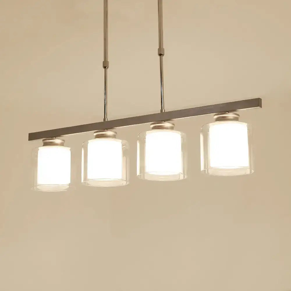 Modern black & silver cylinder island pendant light for kitchen