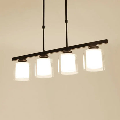 Modern black & silver cylinder island pendant light for kitchen