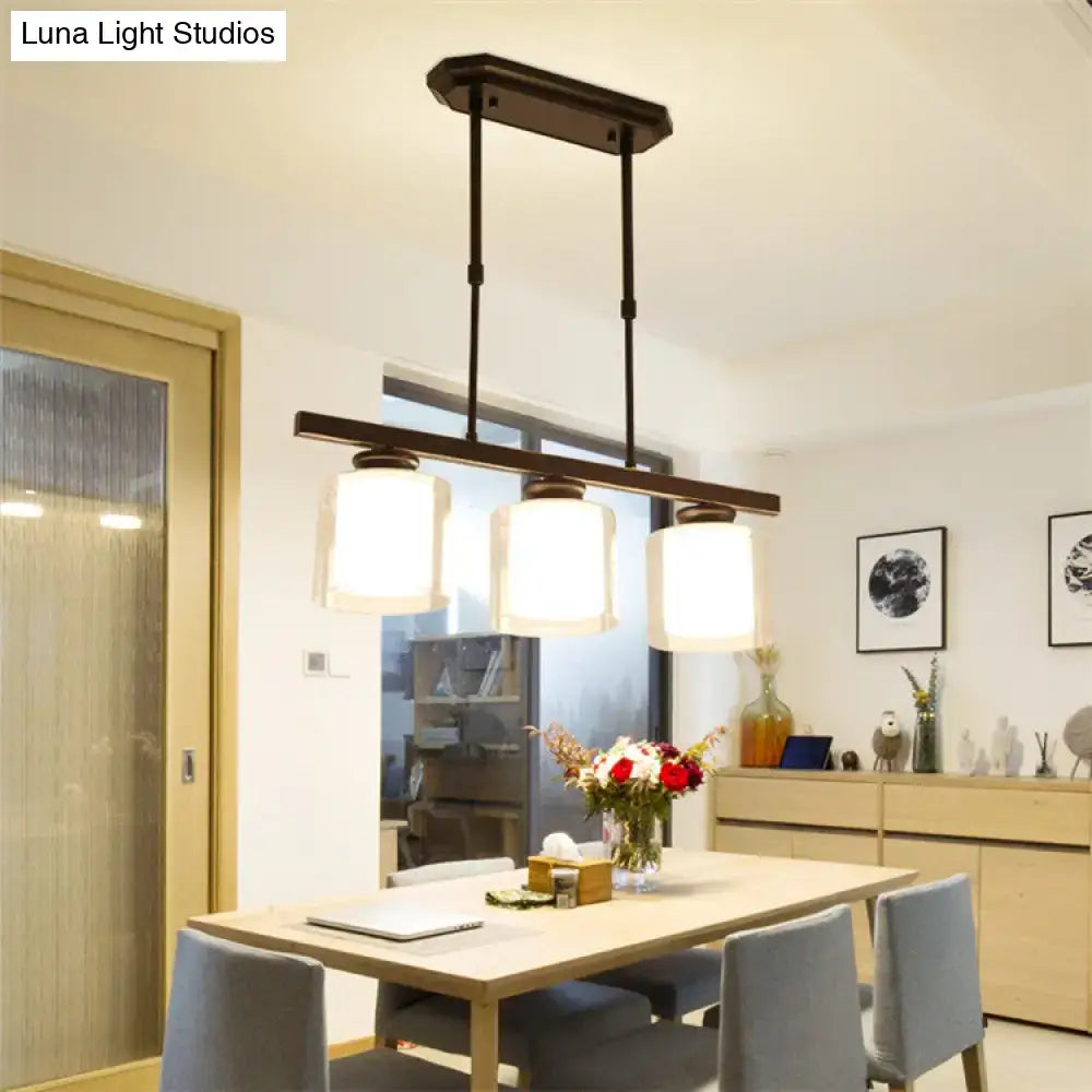 Modern black & silver cylinder island pendant light for kitchen