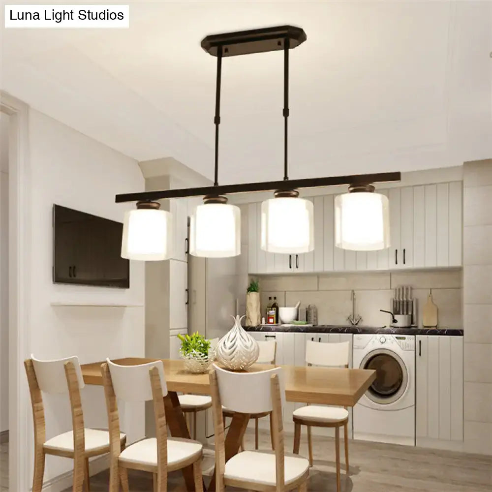 Modern black & silver cylinder island pendant light for kitchen