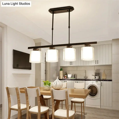 Modern black & silver cylinder island pendant light for kitchen