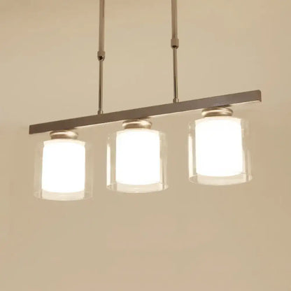 Modern black & silver cylinder island pendant light for kitchen