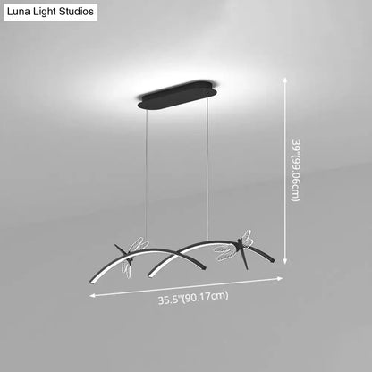 Modern black & silver dragonfly curve linear led – dining room light