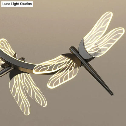 Modern black & silver dragonfly curve linear led – dining room light
