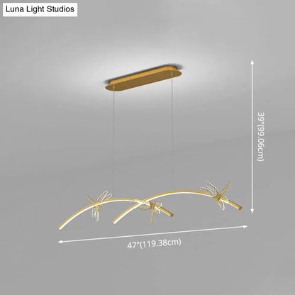 Modern black & silver dragonfly curve linear led – dining room light