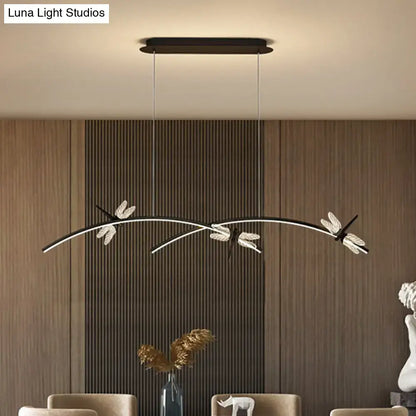 Modern black & silver dragonfly curve linear led – dining room light