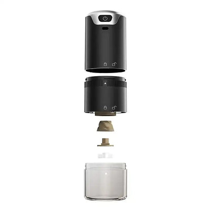 Modern black & silver electric coffee tamper barista grinder kitchen