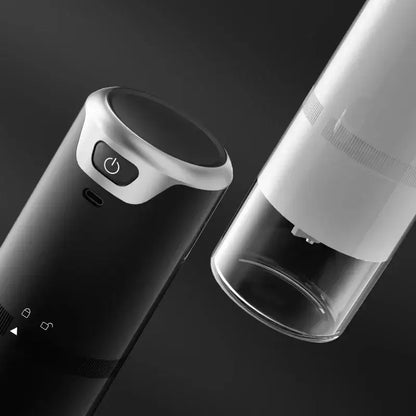Modern black & silver electric coffee tamper barista grinder kitchen