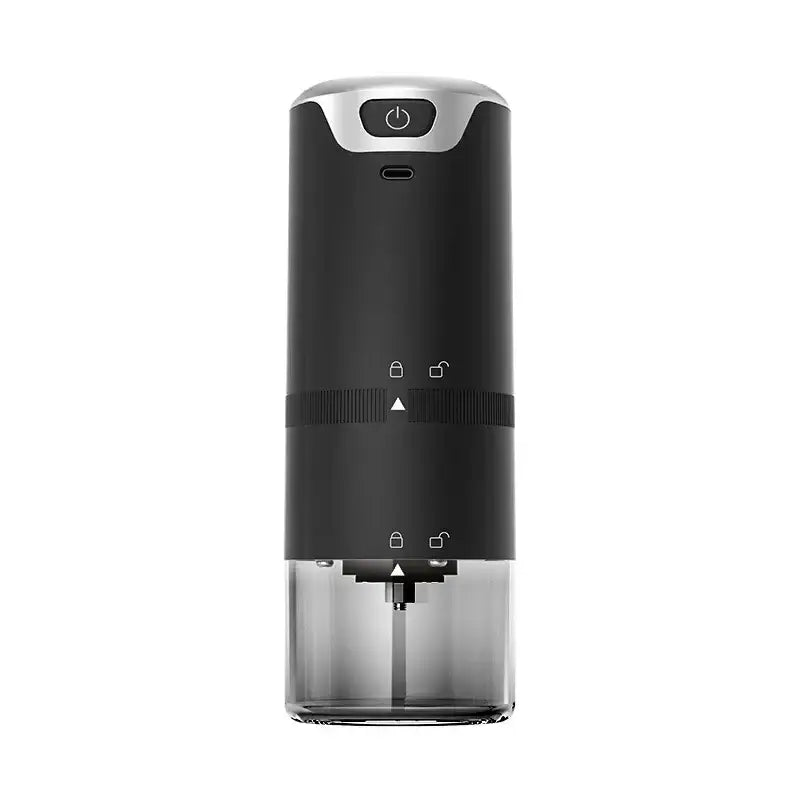 Modern black & silver electric coffee tamper barista grinder kitchen