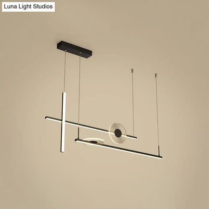 Modern black & silver geometric island chandelier dining room light