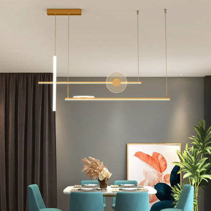 Modern black & silver geometric island chandelier dining room light