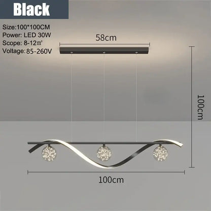 Modern black & silver glass ball led pendant light dining room