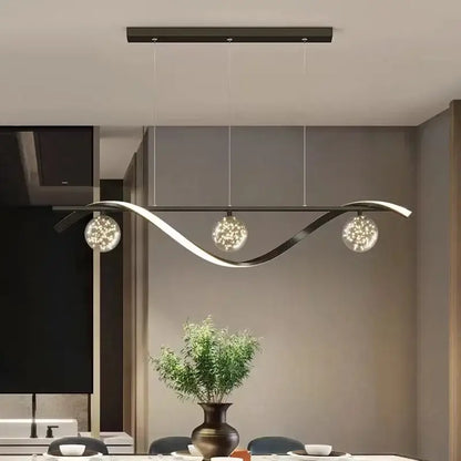 Modern black & silver glass ball led pendant light dining room