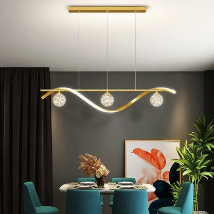 Modern black & silver glass ball led pendant light dining room