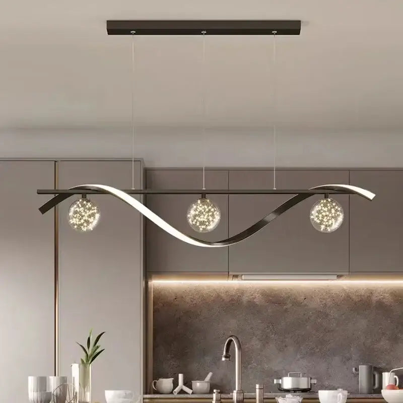 Modern black & silver glass ball led pendant light dining room