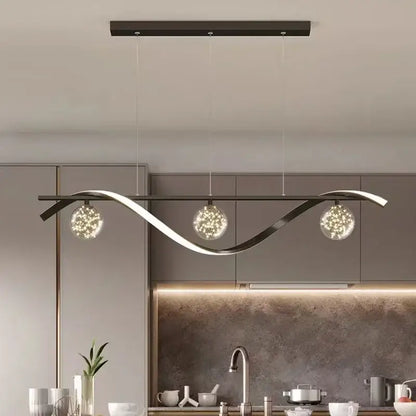 Modern black & silver glass ball led pendant light dining room