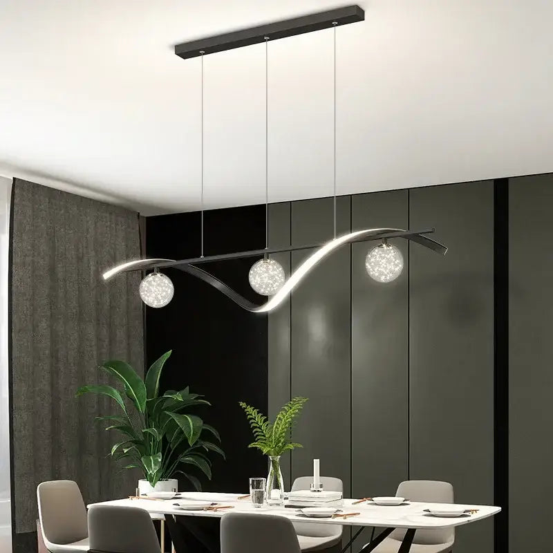 Modern black & silver glass ball led pendant light dining room