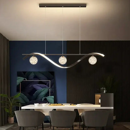 Modern black & silver glass ball led pendant light dining room