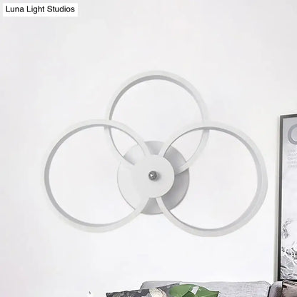 Modern black & silver led hoop wall lamp bedroom ceiling light